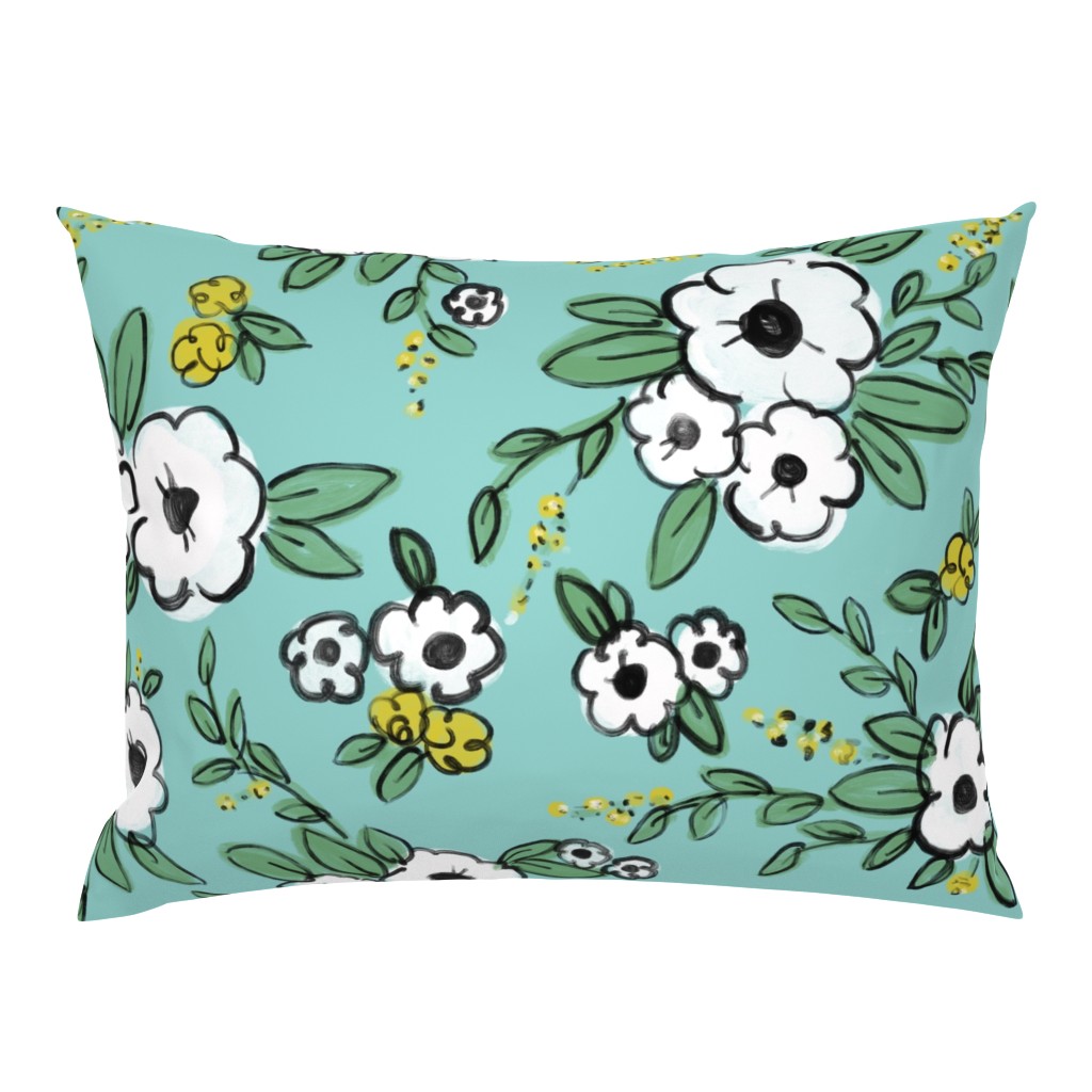 Averie Floral Turquoise White Yellow