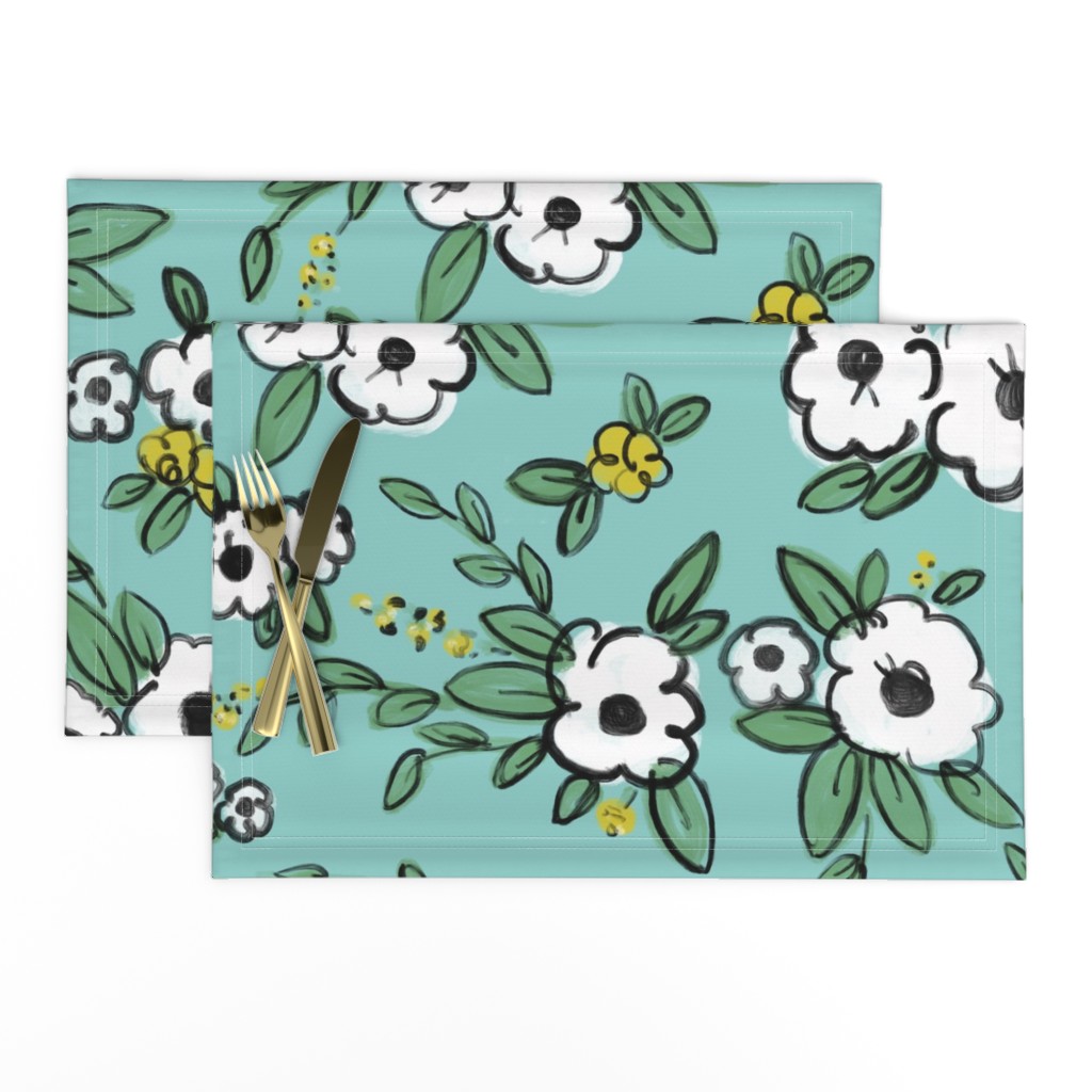 Averie Floral Turquoise White Yellow