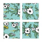 Averie Floral Turquoise White Yellow