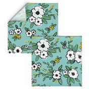 Averie Floral Turquoise White Yellow