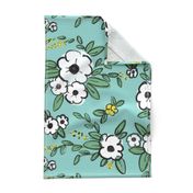 Averie Floral Turquoise White Yellow