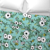 Averie Floral Turquoise White Yellow