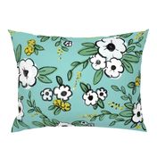 Averie Floral Turquoise White Yellow