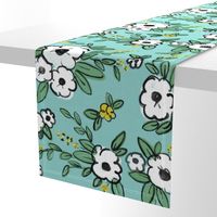 Averie Floral Turquoise White Yellow