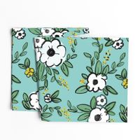 Averie Floral Turquoise White Yellow