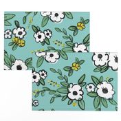 Averie Floral Turquoise White Yellow