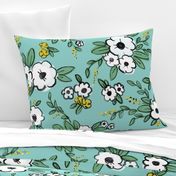 Averie Floral Turquoise White Yellow