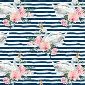 4" Graceful Swan - Navy Stripes