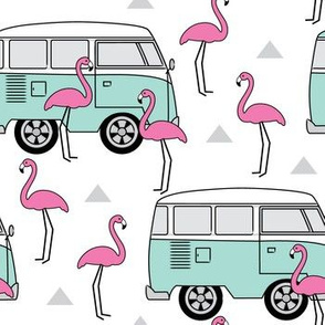 retro camper-vans-and-flamingos