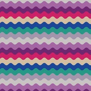 Wavy Stripes - pink, purple, jade and griege