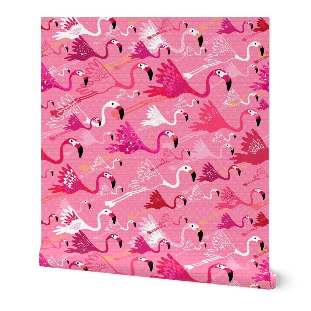 Flying Flamingos - Pink