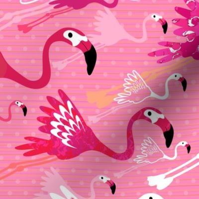 Flying Flamingos - Pink