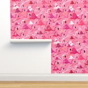 Flying Flamingos - Pink
