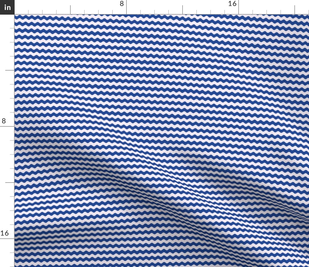 Wavy Stripes - blue and white - small scale