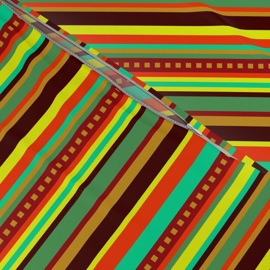 BN12 - Fancy Variegated Stripe in Orange - Brown - Red - Yellow - Turquoise - Greens