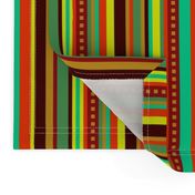 BN12 - Fancy Variegated Stripe in Orange - Brown - Red - Yellow - Turquoise - Greens