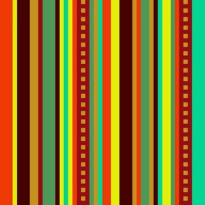 BN12 - Fancy Variegated Stripe in Orange - Brown - Red - Yellow - Turquoise - Greens