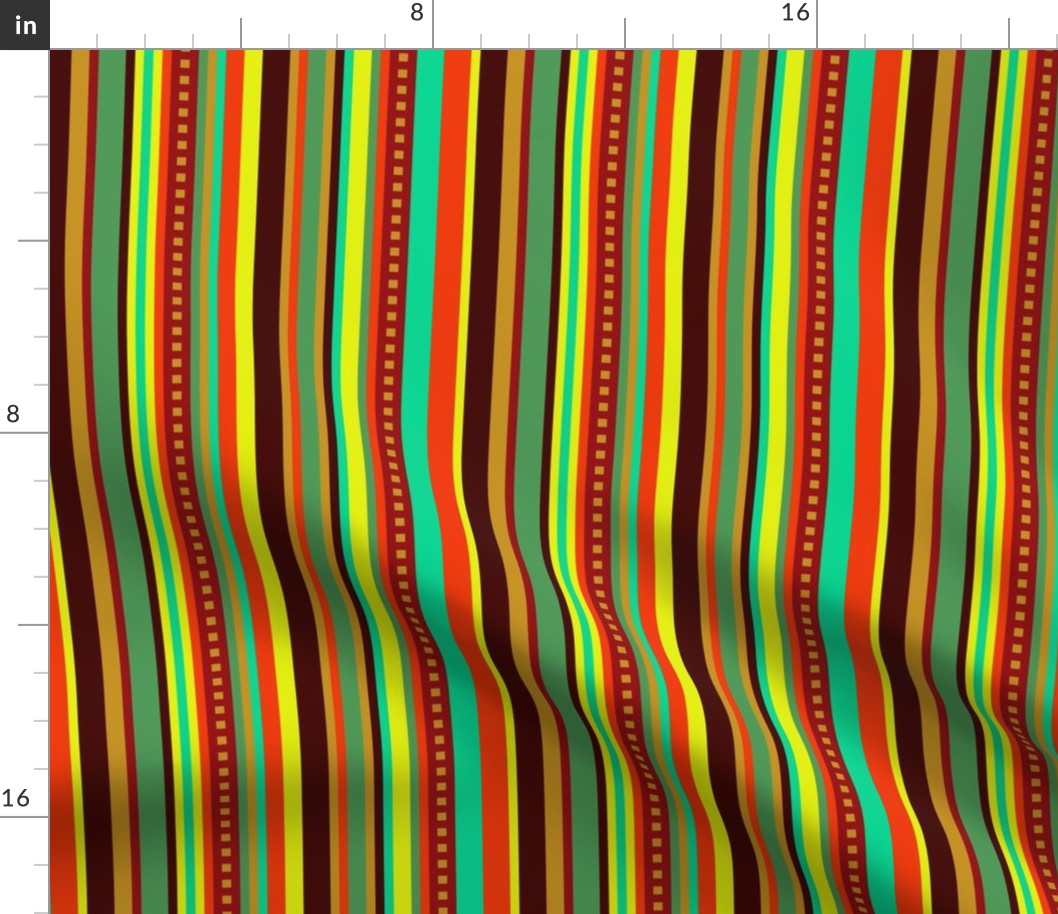 BN12 - Fancy Variegated Stripe in Orange - Brown - Red - Yellow - Turquoise - Greens