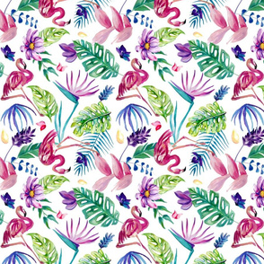 Painted Tropical Flamingo - White Small