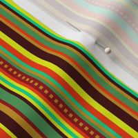 BN12  - Fancy Narrow Variegated Stripes  in Orange - Brown - Red - Yellow - Green