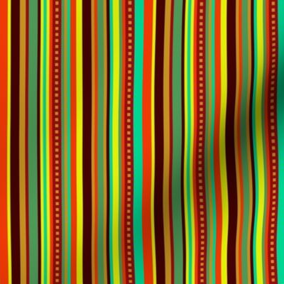 BN12  - Fancy Narrow Variegated Stripes  in Orange - Brown - Red - Yellow - Green