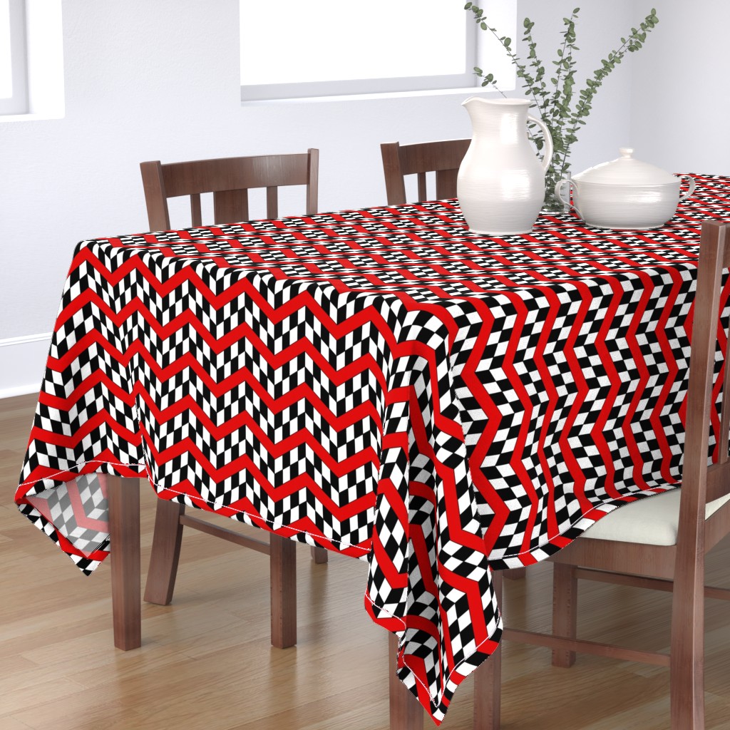 Red Black and White Nappe rectangulaire | Spoonflower