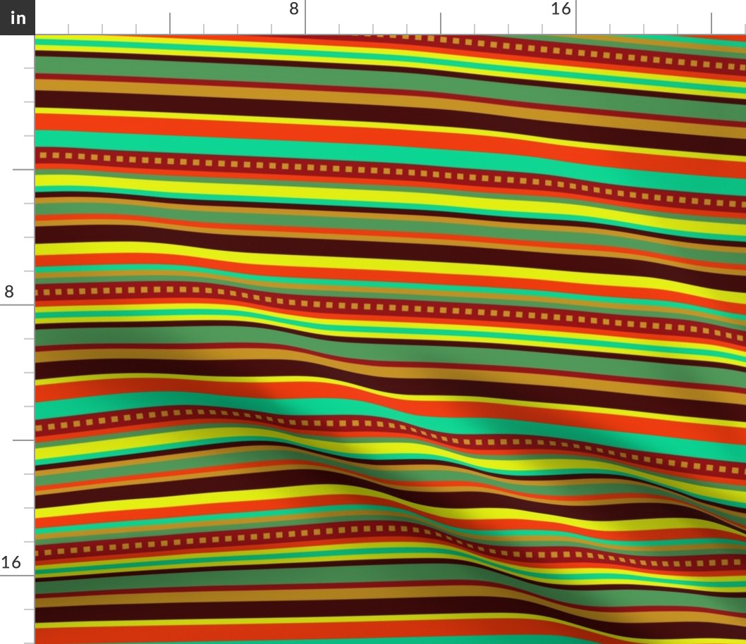 BN12 -Fancy Variegated Stripe in Orange - Brown - Red - Yellow -  Green