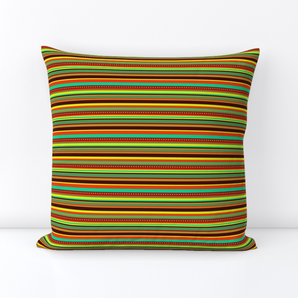 BN12  - Fancy Narrow Variegated Stripes in Orange, Brown, Red, Yellow, Orange Green