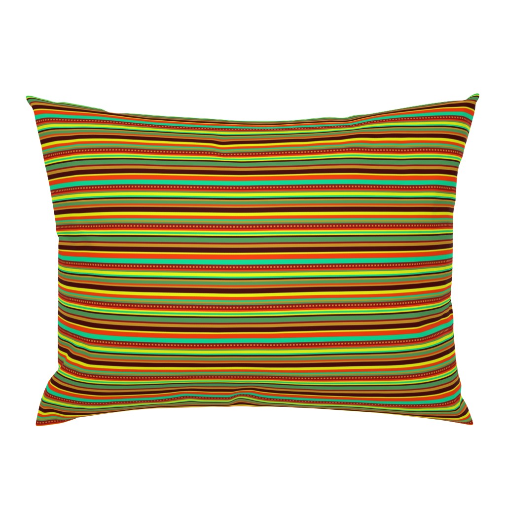 BN12  - Fancy Narrow Variegated Stripes in Orange, Brown, Red, Yellow, Orange Green
