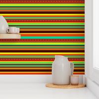 BN12  - Fancy Narrow Variegated Stripes in Orange, Brown, Red, Yellow, Orange Green