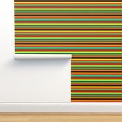 BN12  - Fancy Narrow Variegated Stripes in Orange, Brown, Red, Yellow, Orange Green