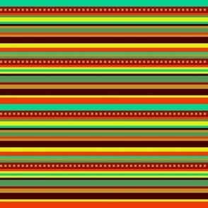 BN12  - Fancy Narrow Variegated Stripes in Orange, Brown, Red, Yellow, Orange Green