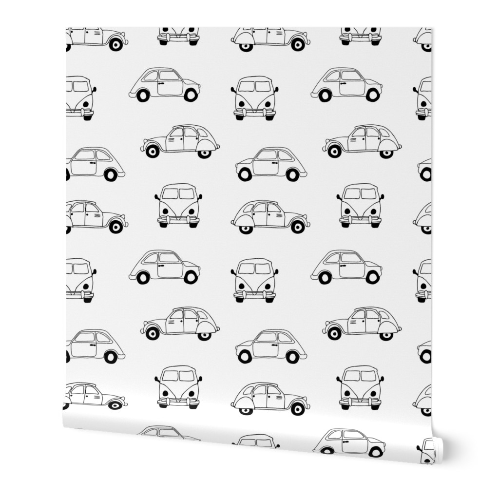 Vintage old timer cars for classic car lovers gender neutral monochrome black and white XS