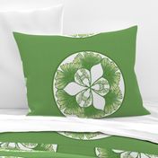 Ginkgo green white cushion sized for fat quarter