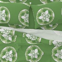 Ginkgo green white cushion sized for fat quarter