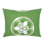 Ginkgo green white cushion sized for fat quarter