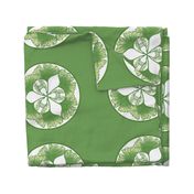 Ginkgo green white cushion sized for fat quarter