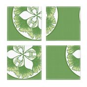 Ginkgo green white cushion sized for fat quarter