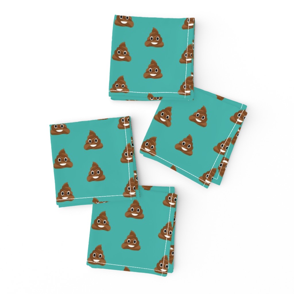 poop emoji cute funny fabric teal