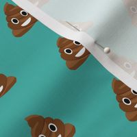 poop emoji cute funny fabric teal