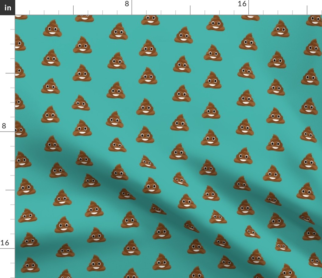 poop emoji cute funny fabric teal