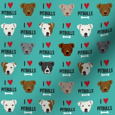 pitbull love dog breed fabric teal