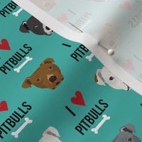 pitbull love dog breed fabric teal