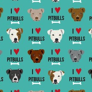 pitbull love dog breed fabric teal