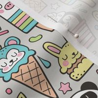 Animals Sweets Candy Ice Cream & Donuts on Grey