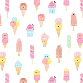 Cute ice cream characters pattern