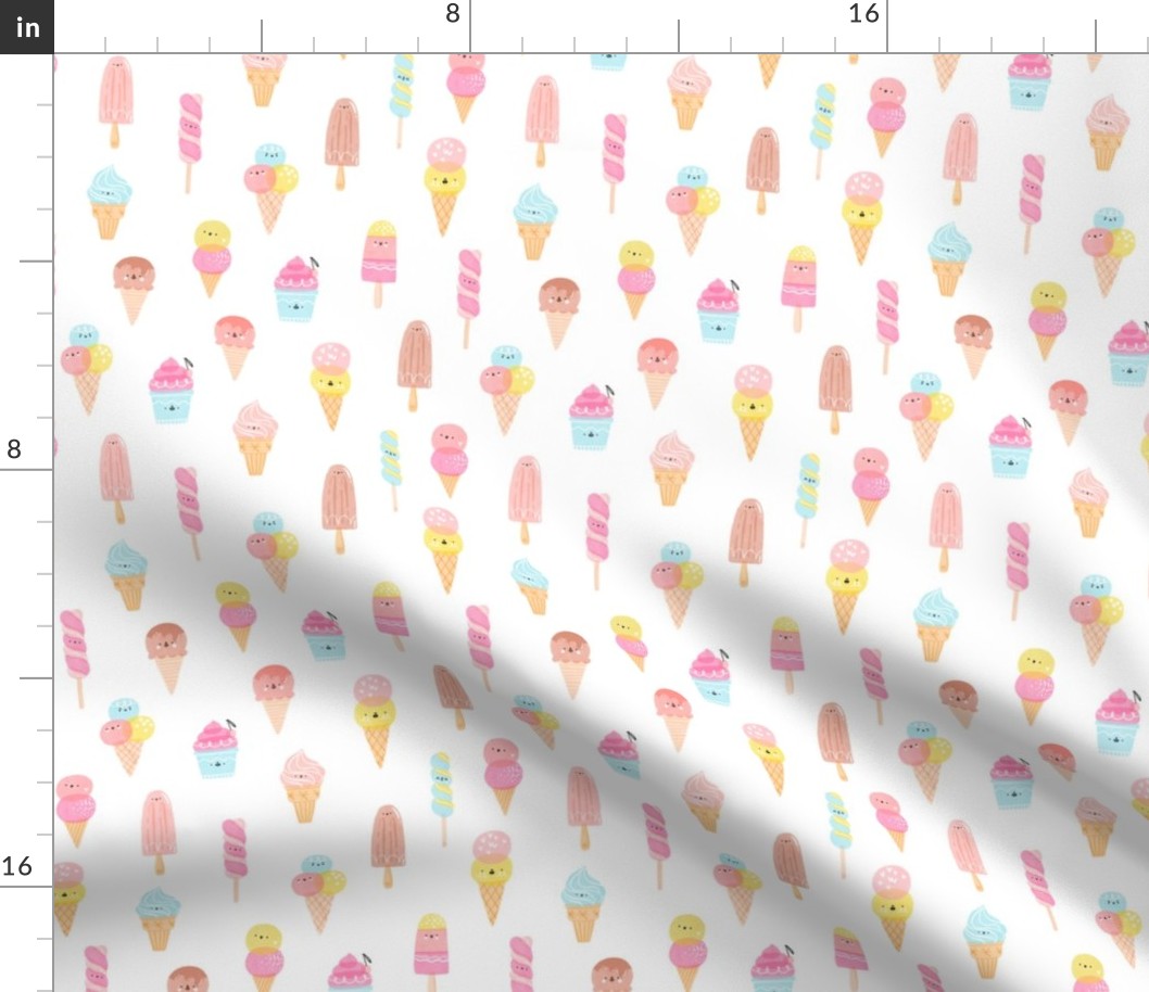 Cute ice cream characters pattern