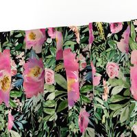 18" Pink Meadow Florals - Black