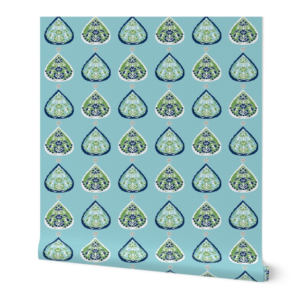 lotus aqua teal navy two tone green navy fabric