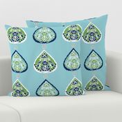 lotus aqua teal navy two tone green navy fabric